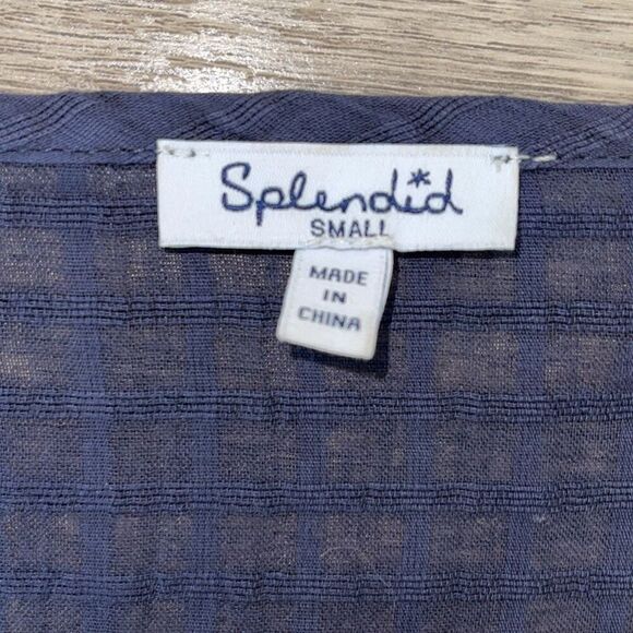 Splendid Womens Blouson Long Sleeve Ruffle Tassel Peasant Blouse Top Navy‎ Small - Picture 7 of 10